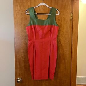 Laura Ashley Vintage Color Block Fitted Dress Made British Hong Kong NWT 12